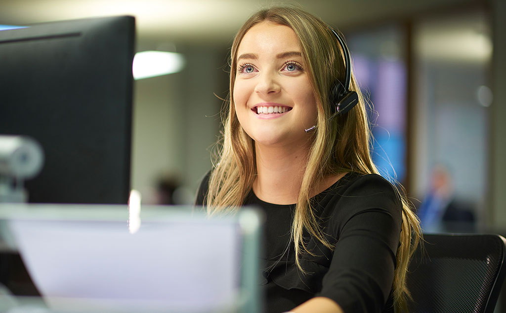 Woman wearing a headset