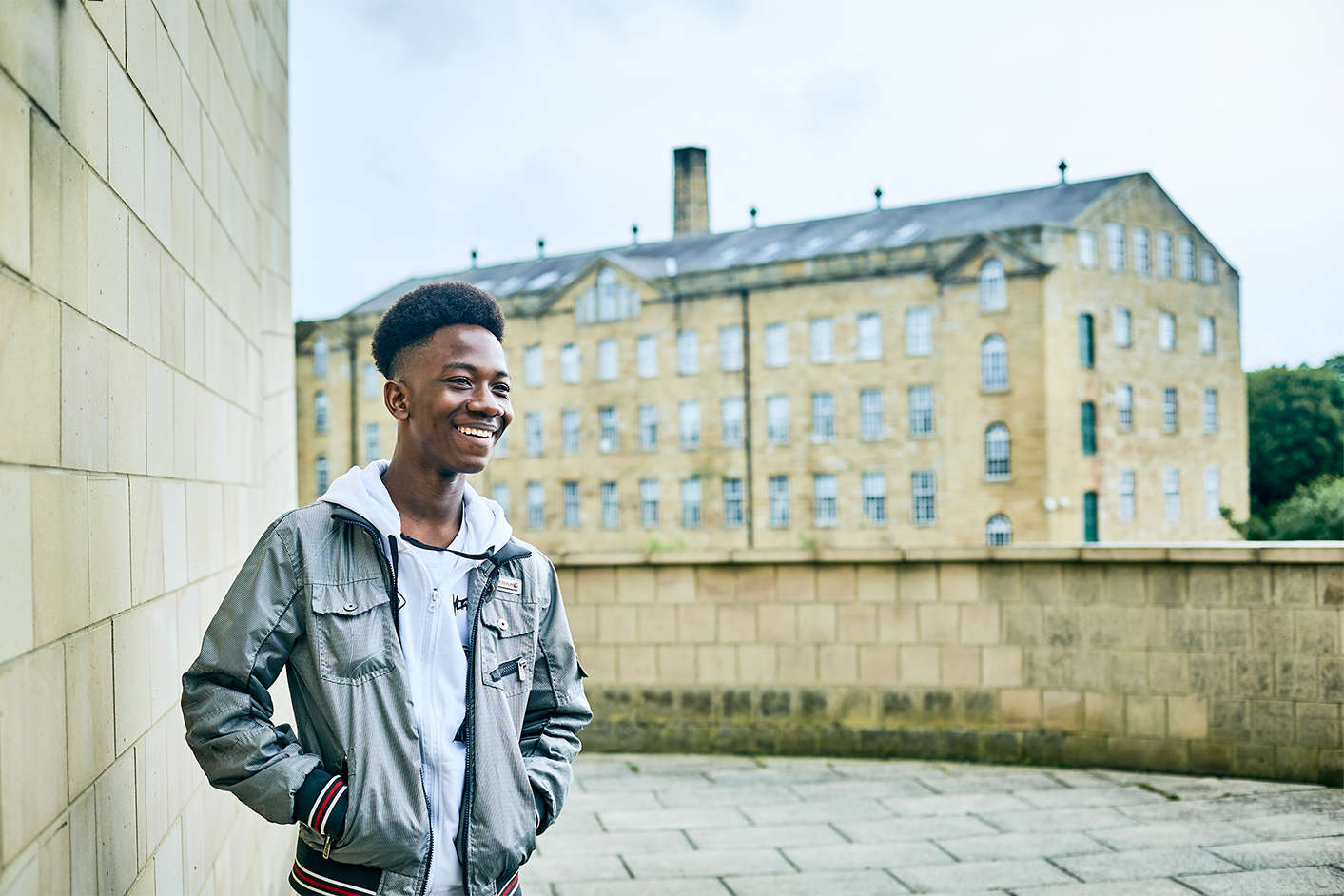 Student stood outside Huddersfield Centre