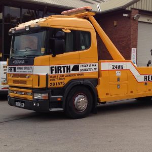 Company truck with Firth Truck and Van logo
