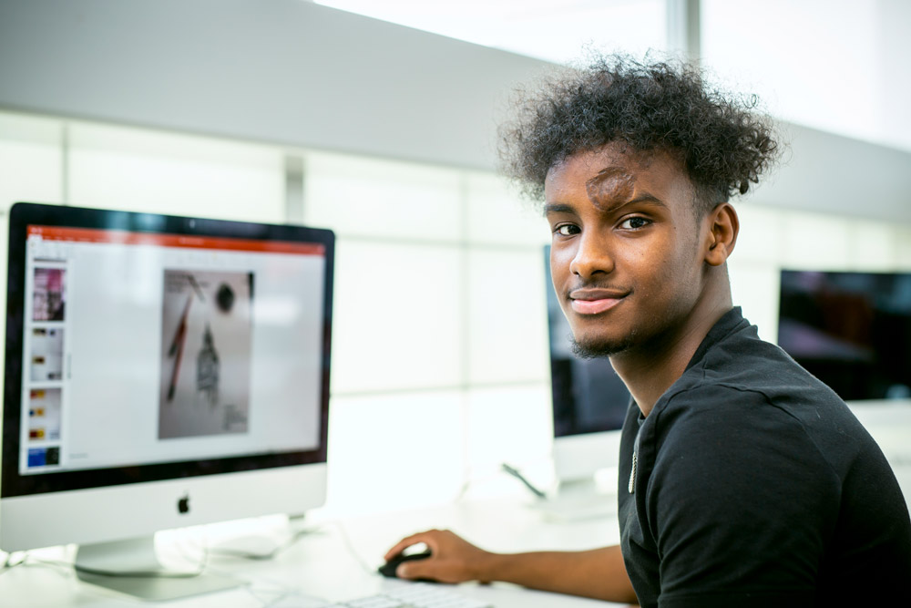 Art and Design Student Working on Graphic Design Software