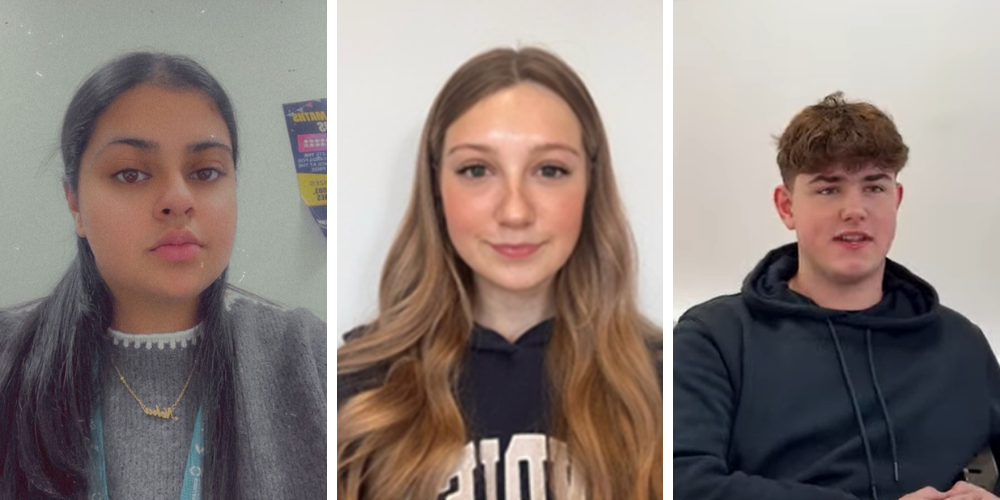 Collage featuring three students