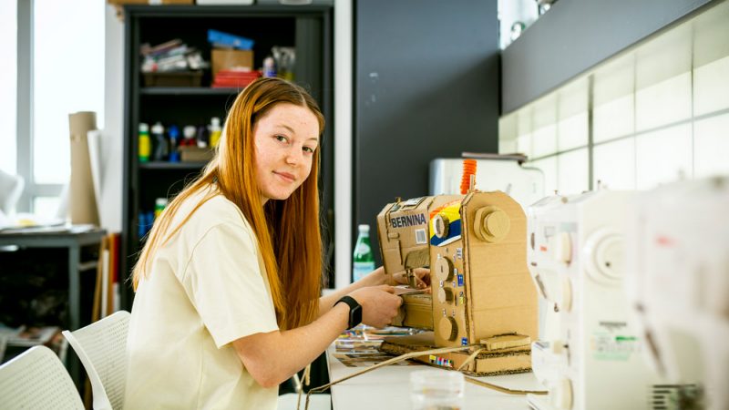 Art and Design Student Working at Computer